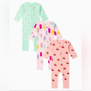 monica & andy Baby Girl’s 0-3 M Sleepers 3-piece Set Zipper Shower Gift PJ’s NEW